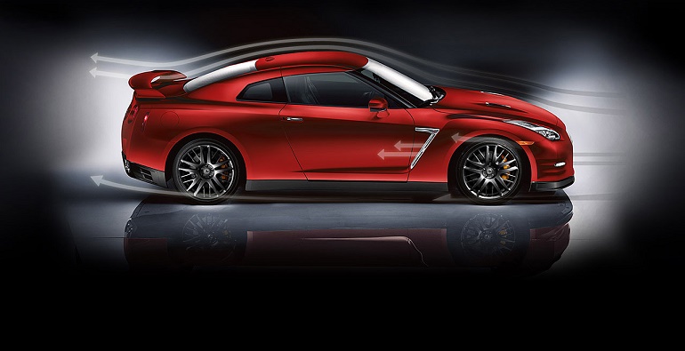 2016 nissan gtr sports car side view regal red aerodynamics